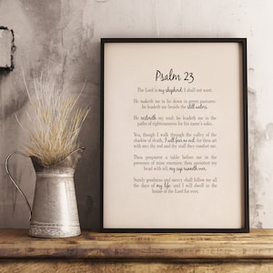 Psalm 23, Framed Art, Christian Gift, Scripture print, Christian, Wall Decor, bible verse art, The Lord is my Shepherd I shall not want