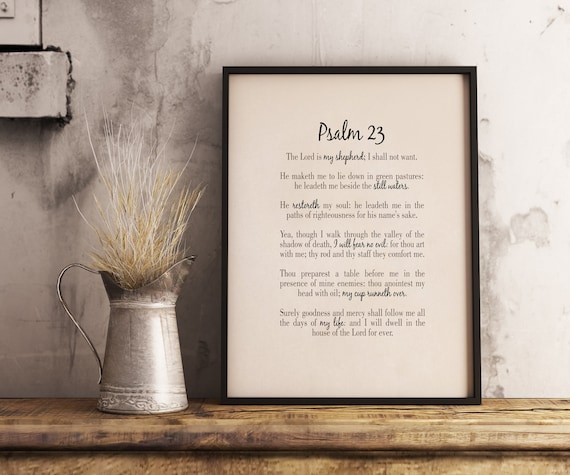 Psalm 23 Framed Art Christian Gift Scripture Print Christian Wall Decor Bible Verse Art The Lord Is My Shepherd I Shall Not Want