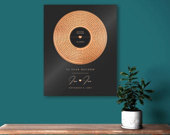 22 Year Anniversary Record, Personalized Song, Copper Anniversary, Vinyl Record, Gift for Him, 7th Anniversary Copper Gift, 7 Years Gift
