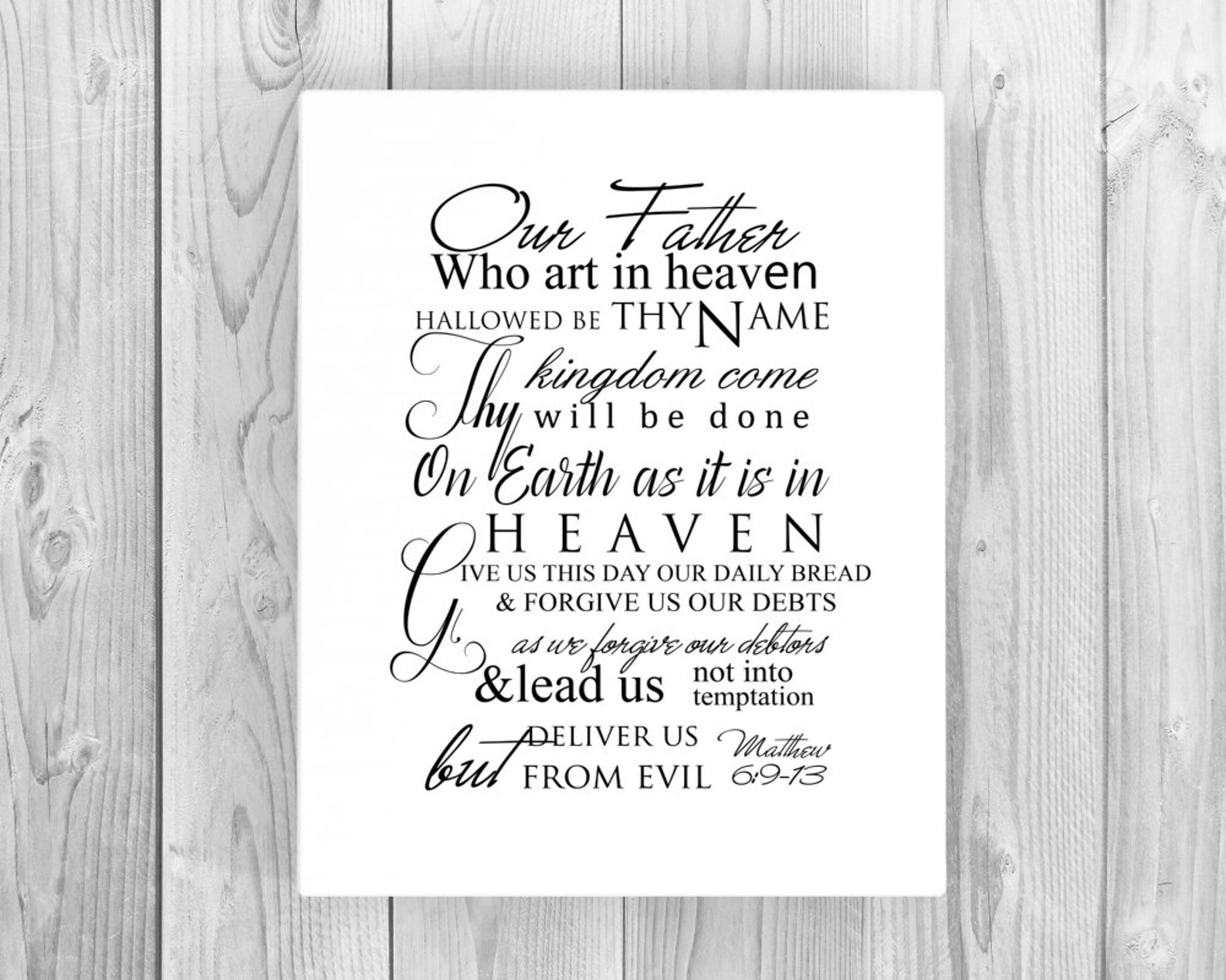 The Lord's Prayer on Canvas Christian Song Word Art Etsy