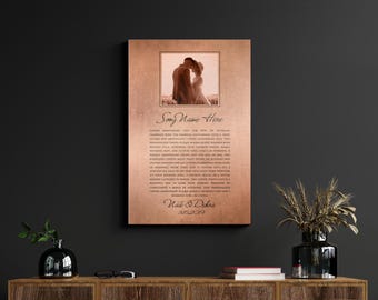 Custom Song Plaque with Photo, Copper Photo and Song Gift, Copper Anniversary Gift, Song Lyrics, 7th Anniversary Gift, Wedding Song Plaque