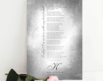 Tin Anniversary Song plaque, Silver, 10th Anniversary Gift, Wedding Song, First Dance, personalized Lyrics, Gift, for husband, for wife