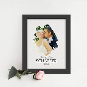 Paper Anniversary Gift, 1 Year Anniversary Gift, Wedding photo Art, Paper Gift for 1st Anniversary, Framed Vows, Paper Gift for Anniversary