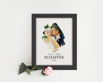 Paper Anniversary Gift, 1 Year Anniversary Gift, Wedding photo Art, Paper Gift for 1st Anniversary, Framed Vows, Paper Gift for Anniversary