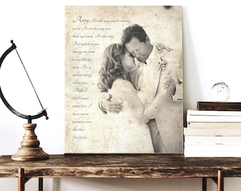 Custom Cotton Anniversary Canvas: Photo & Song Lyrics Keepsake