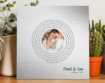 Custom Song Record with Photo, Tin Gift, Tin Gift for wife, Wedding Song Print, 10th Anniversary Gift, Romantic Gift for husband, for men