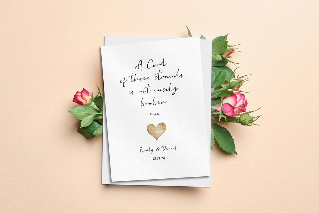 A Cord of 3 Strands is Not Easily Broken Personalized Card, Cord of ...
