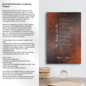 May include: A rustic brown wooden plaque with a bronze finish featuring a song lyric, "I'll Always Love You". The plaque is personalised with the names "Steven Gloria" and the date "05.15.15".