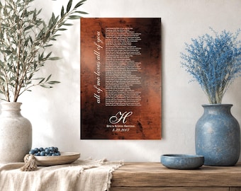 Our Song on Bronze, Bronze Anniversary Gift, 19th Anniversary Gift for Husband, 8 year anniversary gift for wife