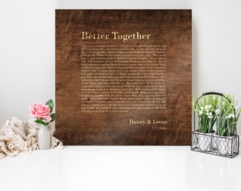 Lyrics on Wood, 5 Year Anniversary Gift, 5th Wedding Anniversary, Gift on Wood, Wood Anniversary Gift, Song Lyrics on Wood, Wooden Song Sign