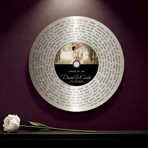 Metal Song Record, 10 Year Anniversary Gift, 10th Anniversary Gift, Tin Gift with Photo, 25th Anniversary Gift for Wife, Silver Anniversary