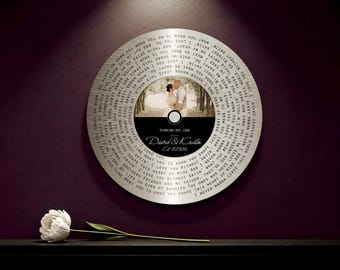10 Year Anniversary Gift, 10th Anniversary Gift, Tin Gift with Photo, 25th Anniversary Gift for Wife, Metal Song Record, Silver Anniversary