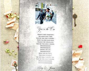 Tin Anniversary Gift, Custom Portrait, Wedding Song Plaque, Photo Gift for him, for her, Romantic Wall Art