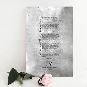 Our Wedding Song on Tin: Tin anniversary gift idea, rustic and distressed romantic song lyric plaque, perfect 10 year tin wedding anniversary gift for her.