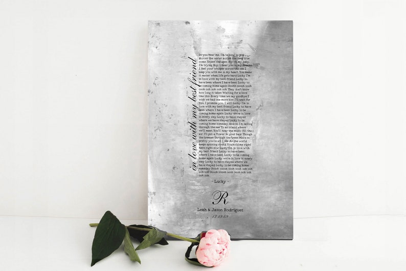 Our Wedding Song on Tin: Tin anniversary gift idea, rustic and distressed romantic song lyric plaque, perfect 10 year tin wedding anniversary gift for her.