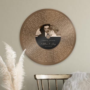 Bronze Song Record, Photo Record Label Song Art, 8th Anniversary gift, Custom Record Art, Bronze Anniversary Gift, Song gift for husband