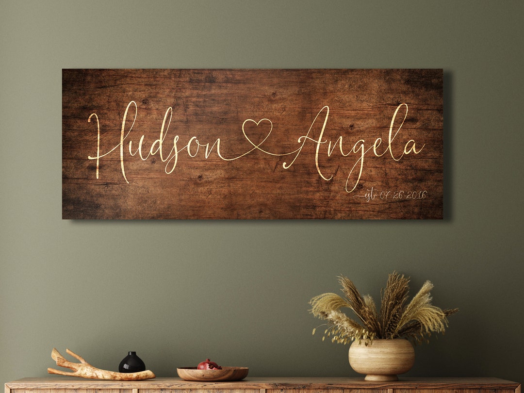 5th Anniversary Gift, Rustic Heart Connection: Personalized Wood Sign ...