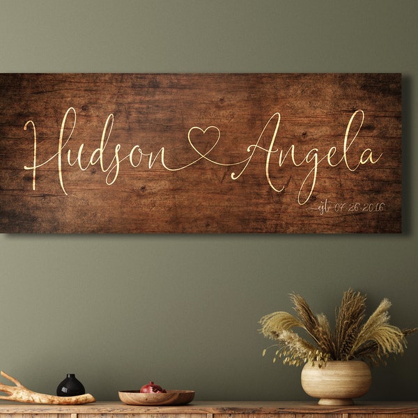 5th Anniversary Gift, Rustic Heart Connection: Personalized Wood Sign with Names and Est Date, Wood Anniversary Gift, Romantic Gift for him