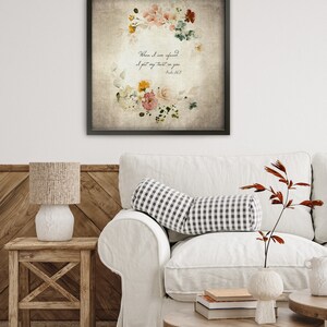 Cottage Scripture Image Framed Psalm 56:3 Scripture Canvas, Floral Cottage Decor - Etsy