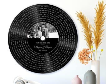 6th Anniversary, Round Metal Record with Custom Lyrics, Song Lyrics Sign, Vinyl Record Song Portrait, Anniversary Gift, Music Lyrics