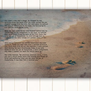 Footprints in the Sand Canvas Wall Art, Rustic Footprints in the Sand Decor, Coastal Canvas Art, Beach Art, Canvas Print, Faith-inspired