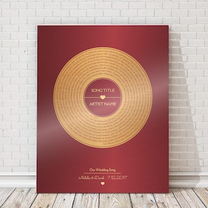 8th Anniversary Record, Metal Sign, With Lyrics, for husband, Bronze, First Dance, Personalized, Record, bronze, 8 year, anniversary gift