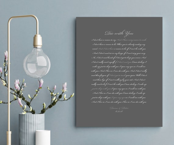 Song Lyrics On Canvas Custom Printed Quote Modern Anniversary Gift Romantic Bedroom Decor Sister Wedding Gift Wedding Date Print