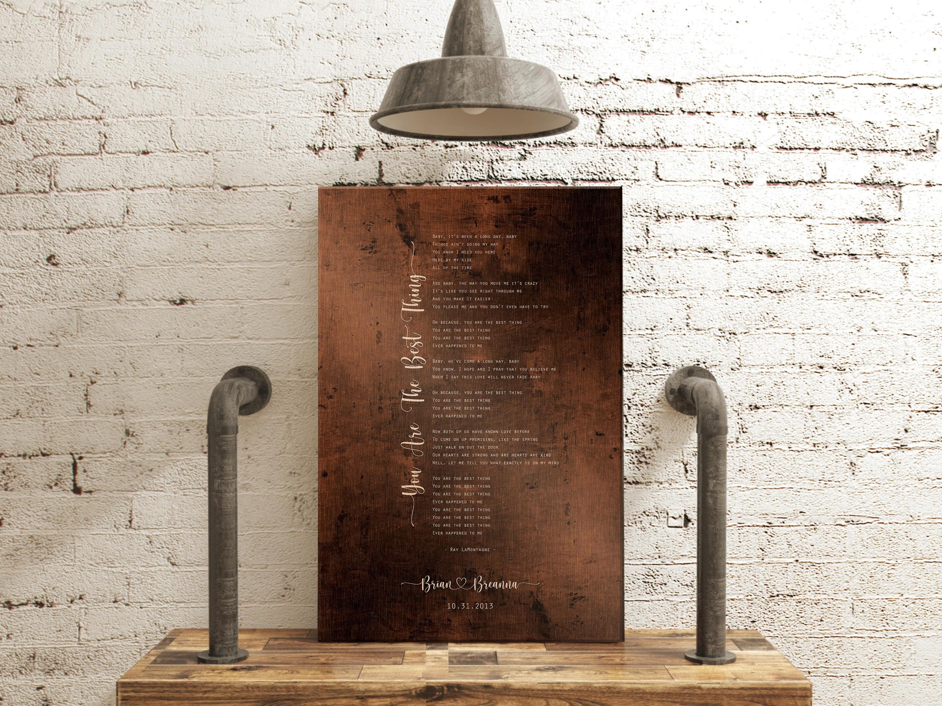 Personalized Bronze Song Lyric Sign, 8th Anniversary Gift image 5