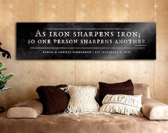 Personalized Iron Sharpens Iron, Anniversary Gift, Iron Anniversary Gift, Name Sign, Iron Gift for Him, Christian Wedding gift, 6 year iron