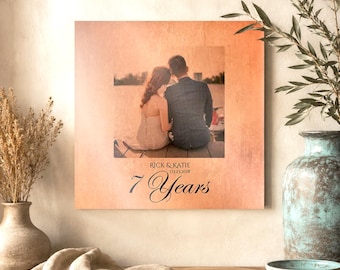 Placa fotográfica de cobre para parejas, 7 o 22 años de aniversario: Regalo fotográfico para el esposo en el 7.º aniversario de bodas, regalo para la esposa en el 22.º aniversario.