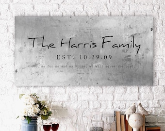 Personalized Family Name Metal Sign, Joshua 24:15, 10th Anniversary Gift