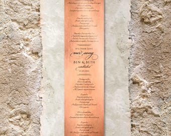 Custom Copper Anniversary Wall Art: Personalized Song Lyrics