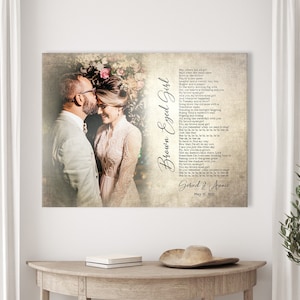 Personalized Song Lyrics Canvas Print: Custom Anniversary Photo Gift