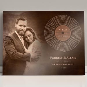 Bronze Photo, With Song Lyrics, Song and Photo Art, Music Lyrics Art, Bronze Anniversary Gift, 8th Anniversary Gift,