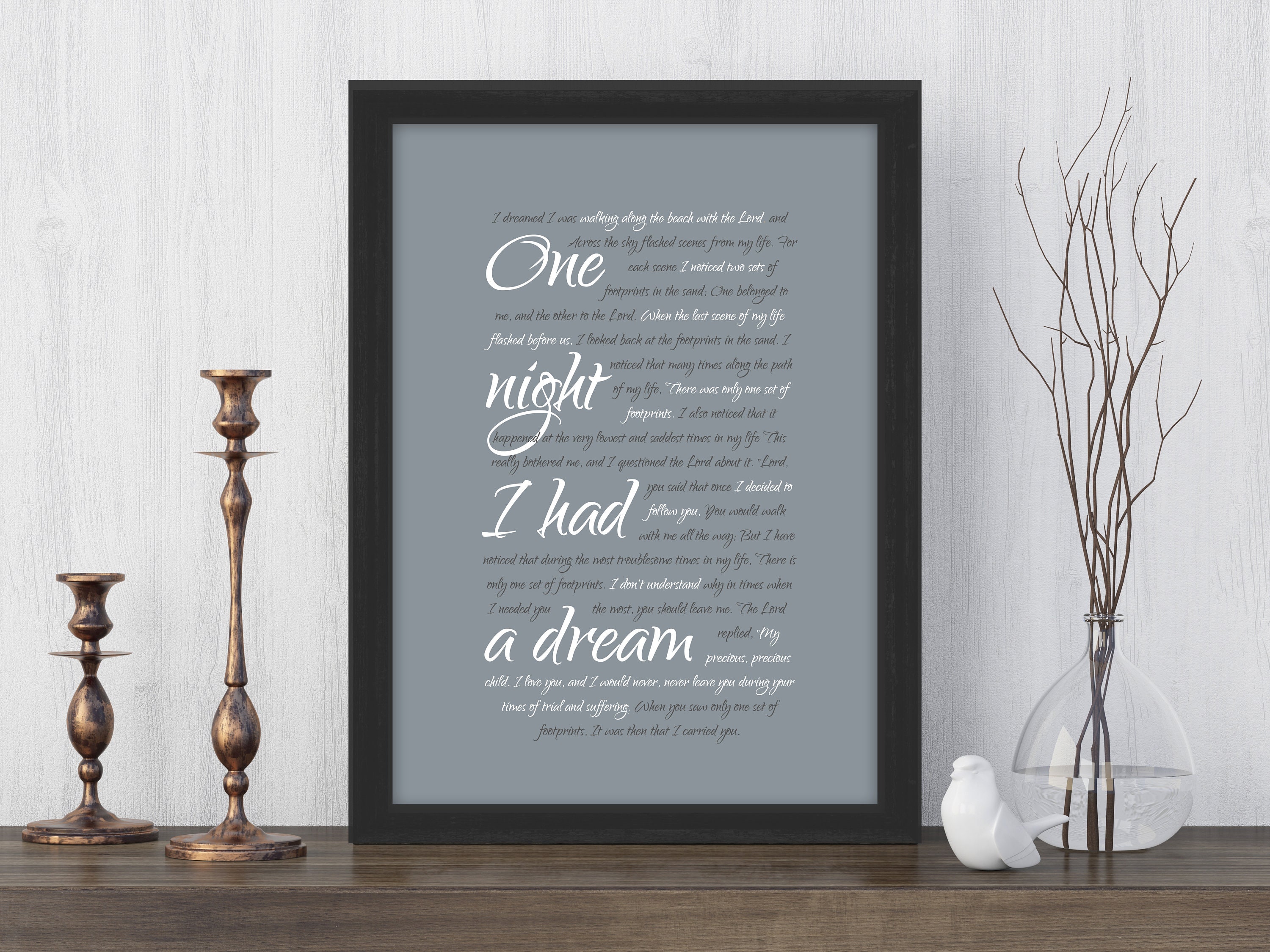 Footprints Poem Framed Footprints in the Sand Fine Art - Etsy