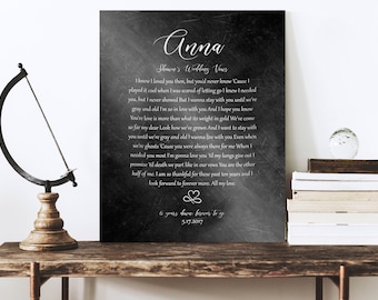 May include: Black and white wedding vows printed on a chalkboard with a white background. The vows are written in a cursive font and include the name "Anna" and the date "5.17.2017".