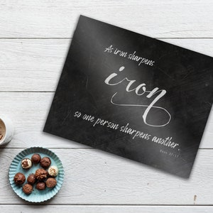 As Iron Sharpens Iron, For Her, Iron Gift, Christian Gift, Metal Sign, Scripture Sign, 6 Year Anniversary, Proverbs 27:17, Bible Verse, Sign