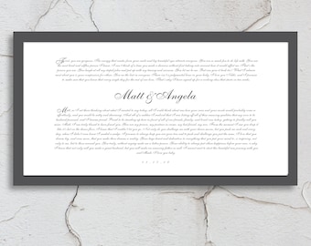 Paper Gift, Custom Paper Gift, 1st Anniversary gift, Framed Wedding Vows, Gift for Husband, Paper Anniversary Gift, Romantic paper gift