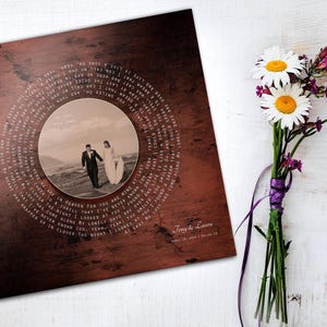 Vinyl Record Song Art, Bronze Anniversary Gift, 8th Anniversary, Bronze Photo, 8 year gift, Bronze Gift for him, 19th Anniversary Gift, Gift