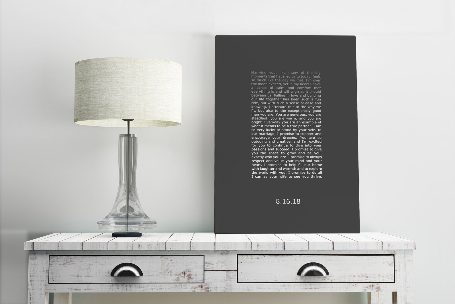 Wedding Vows on Canvas Framed Vows Print Gift for Him Etsy