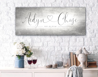 Personalized Tin Gift: Custom Name Sign, 10 Year Anniversary Gift for Wife, Plaque with Names, Bride to Groom