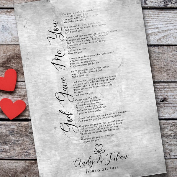 Tin Melodies: Personalized Song Lyrics Sign. Sentimental 10th Anniversary Gift. Custom Made with Names, Date and Infinity Heart. Tin Years