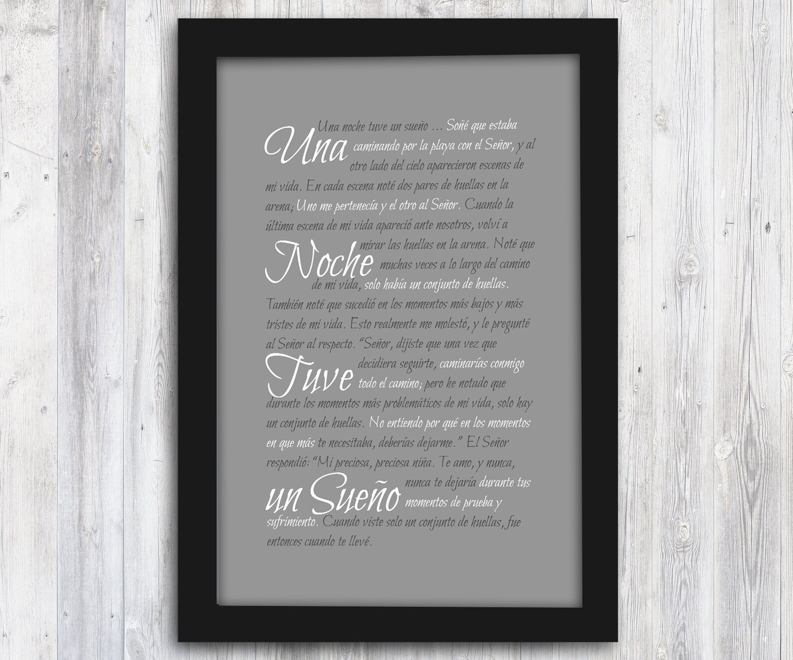 Footprints Poem in Spanish Framed Footprints in the Sand Etsy Ireland