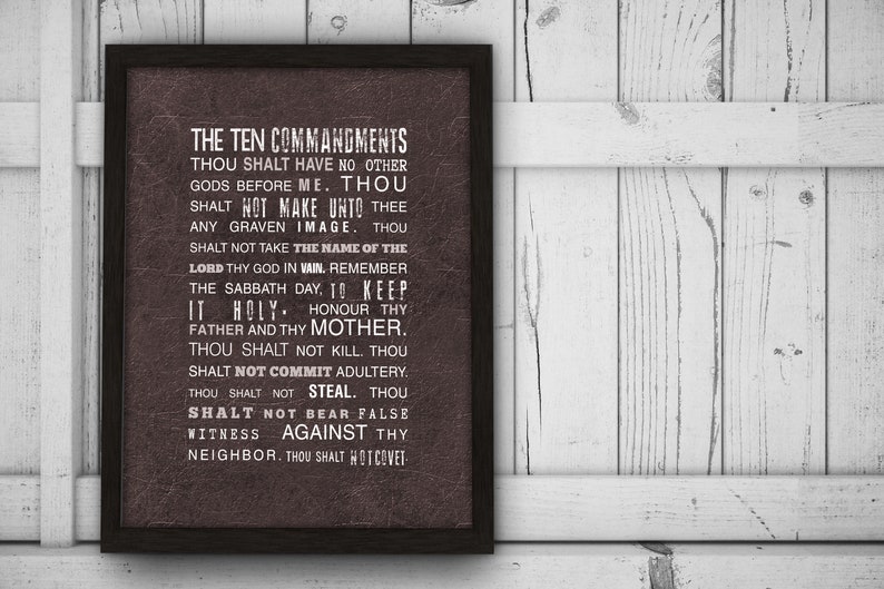 ingelijst 10 geboden exodus 20 art print christian wall decor | etsy
