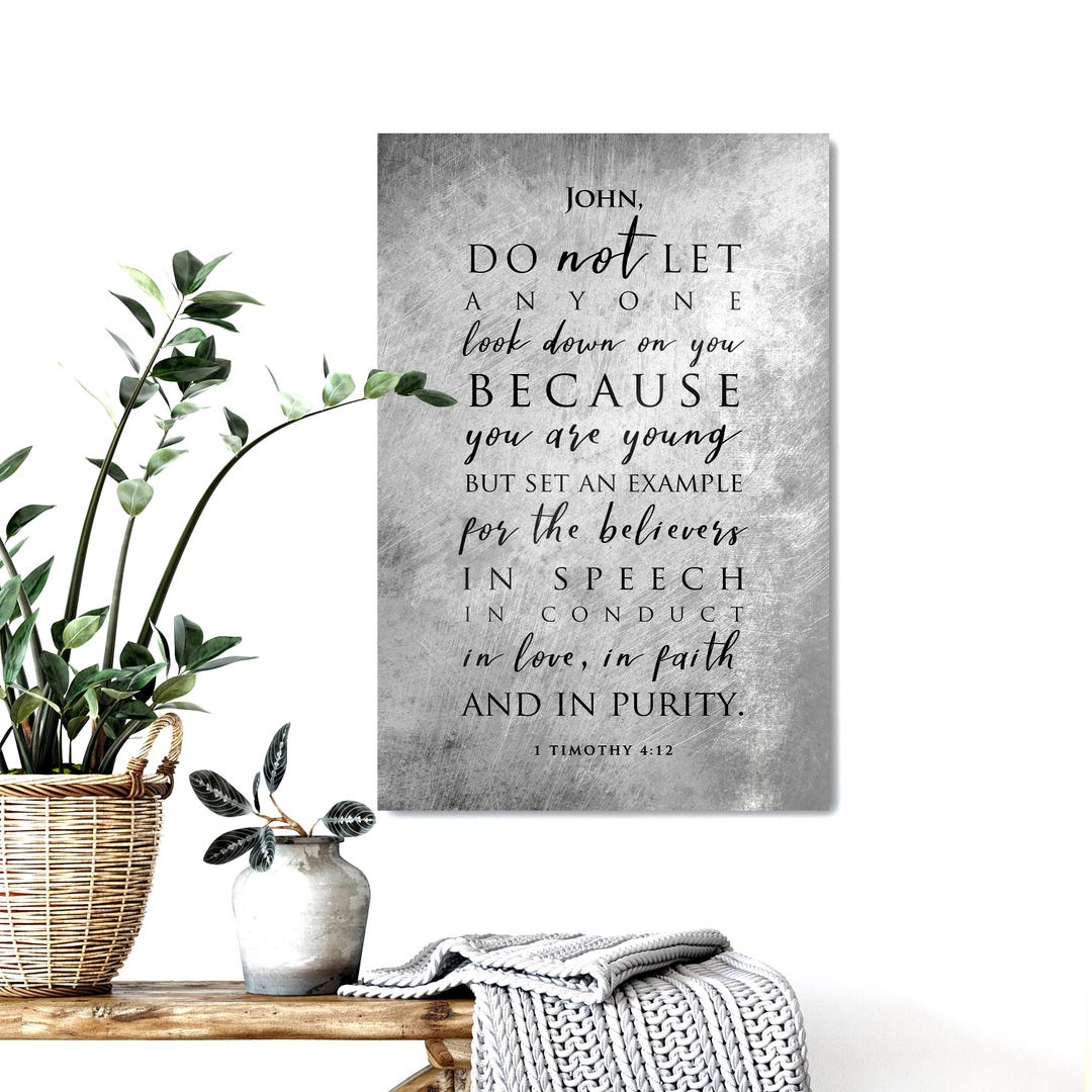 Personalized 1 Timothy 4:12 Metal Scripture Wall Art, Christian Gift - Etsy