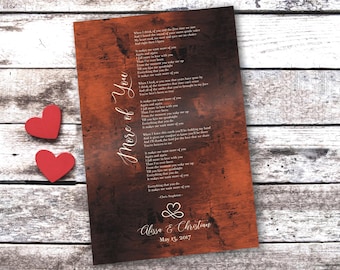 Bronze Song Plaque for couples, Our First Dance Lyrics Sign, Metal sign with Song, Wedding Song Art, Rustic Lyrics, Anniversary gift for him