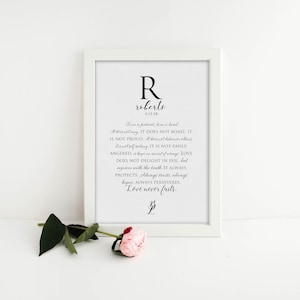 Custom Christian Wedding Gift, love is patient, Personalized wedding gift, for Bride and Groom, Framed Scripture, Monogrammed Wedding Gift