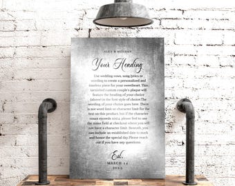 Personalized Tin Anniversary Plaque: Custom Song Lyrics, Wedding Vows