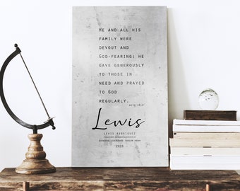 Personalized Tin Anniversary Sign, Acts 10:2 Christian Gift