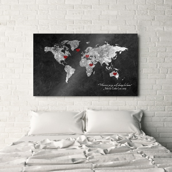 Iron World Map Wall Etsy